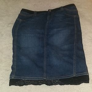 D&G denim skirt with black lace on bottom